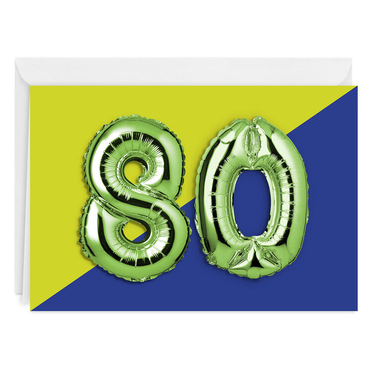 hallmark 80th Balloons Custom Birthday Card