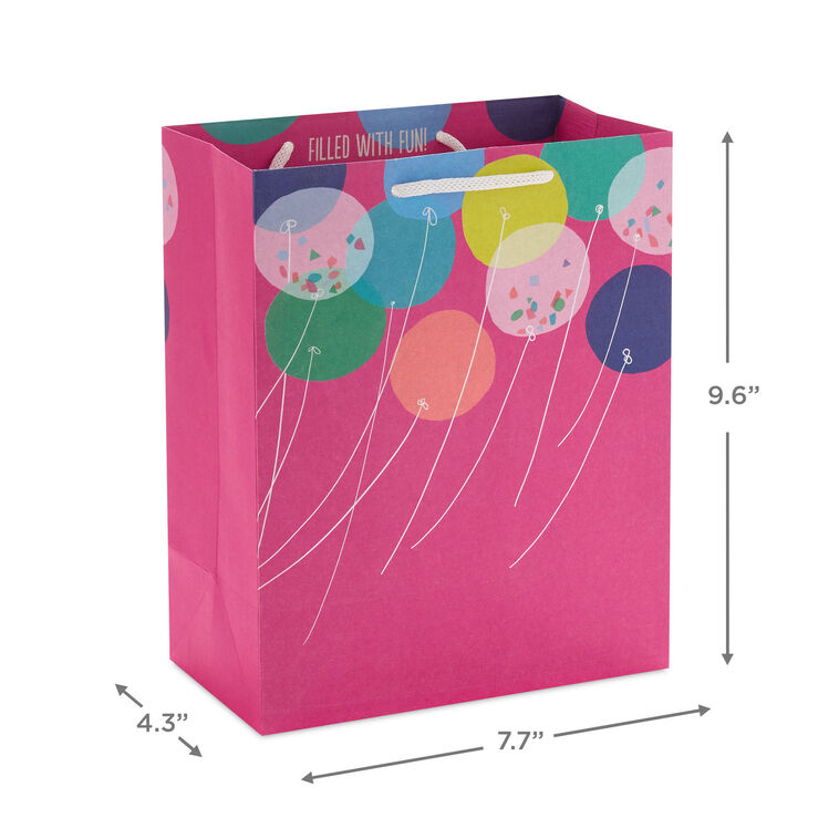 Hallmark 9.6" Balloons On Magenta Medium Gift Bag