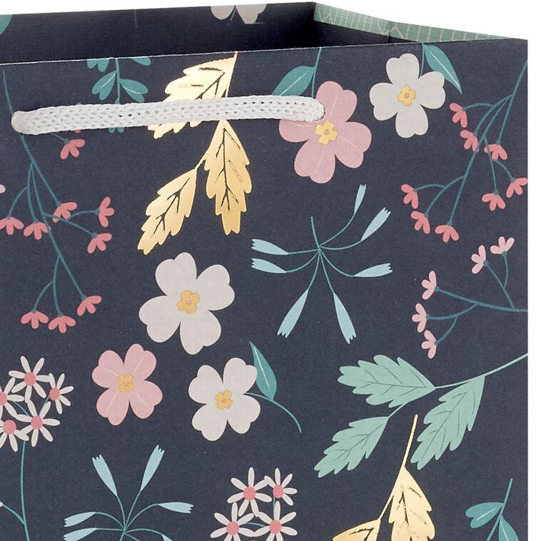 Hallmark 9.6" Floral On Dark Green Medium Gift Bag