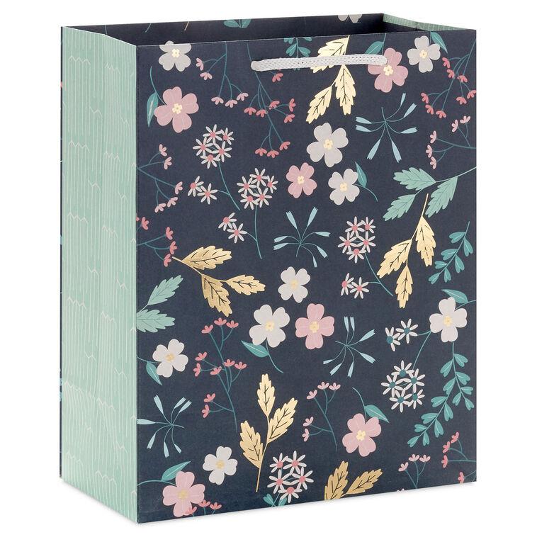 hallmark 9.6" Floral on Dark Green Medium Gift Bag