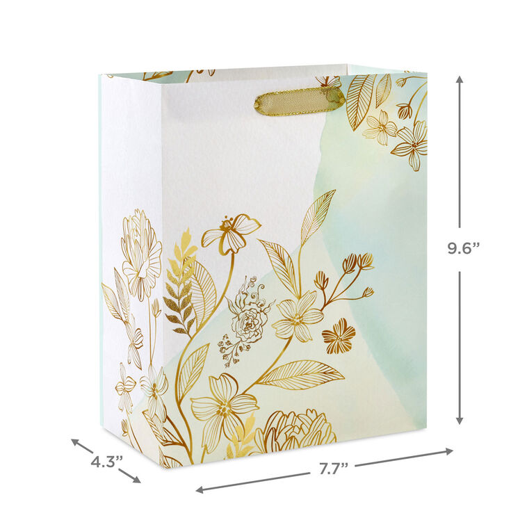 Hallmark 9.6" Gold Wildflowers Medium Gift Bag