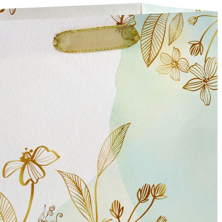 Hallmark 9.6" Gold Wildflowers Medium Gift Bag