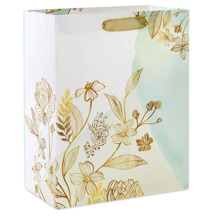 hallmark 9.6" Gold Wildflowers Medium Gift Bag