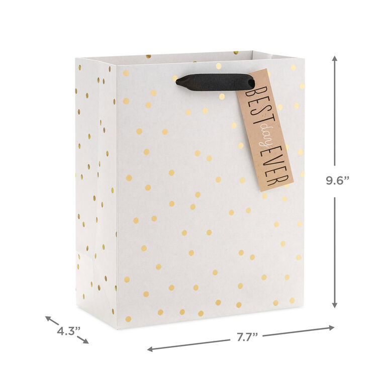 Hallmark 9.6" Ivory With Gold Dots Medium Gift Bag
