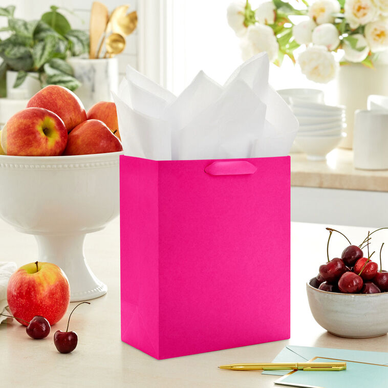 Hallmark 9.6" Solid Hot Pink Medium Gift Bag