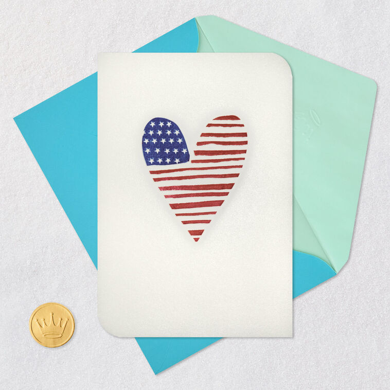 Hallmark American Flag Heart Blank Card