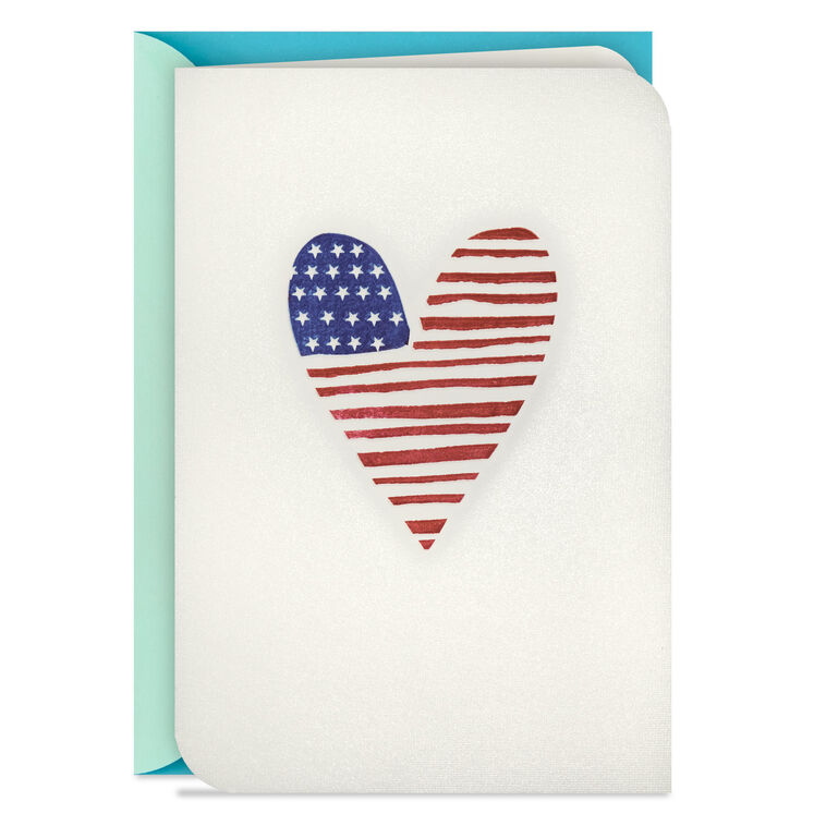 hallmark American Flag Heart Blank Card