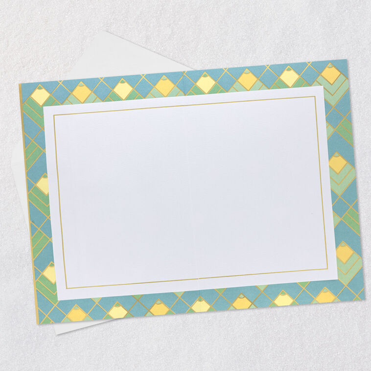 Hallmark Art Deco Gold Green And Blue Blank Card