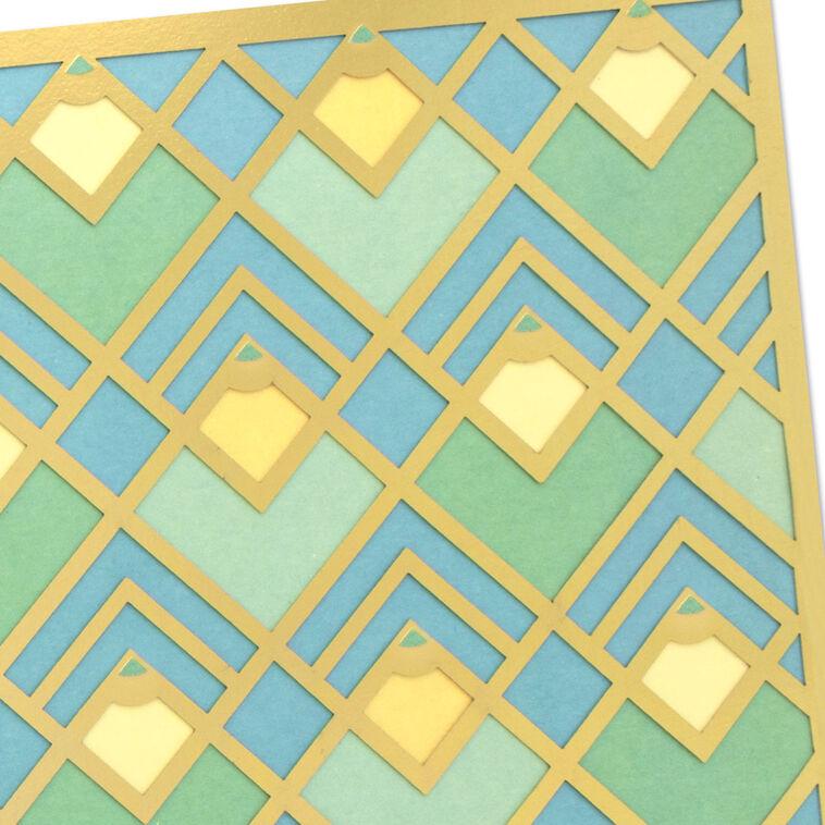 Hallmark Art Deco Gold Green And Blue Blank Card