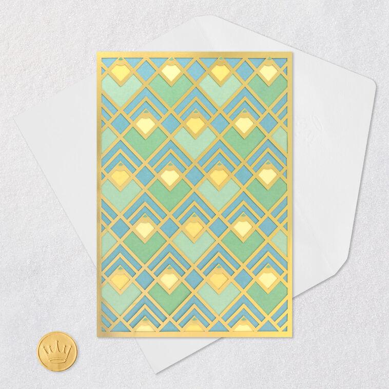 Hallmark Art Deco Gold Green And Blue Blank Card