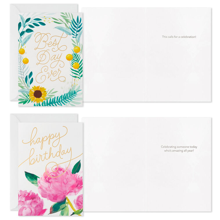 Hallmark Assorted Floral Birthday Cards Pack Of 12