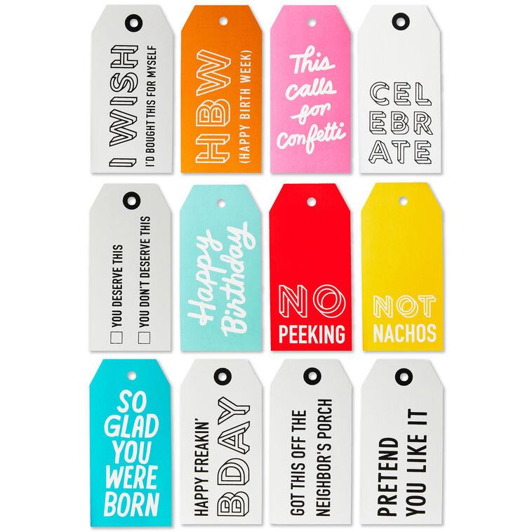 hallmark Assorted Funny 12-Pack Gift Tags