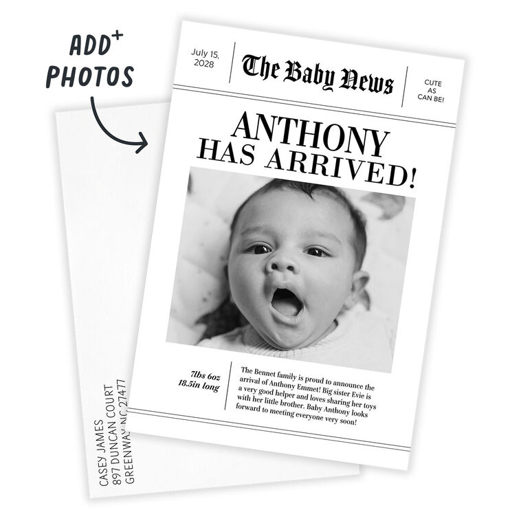 Hallmark Baby News Flat Birth Announcement