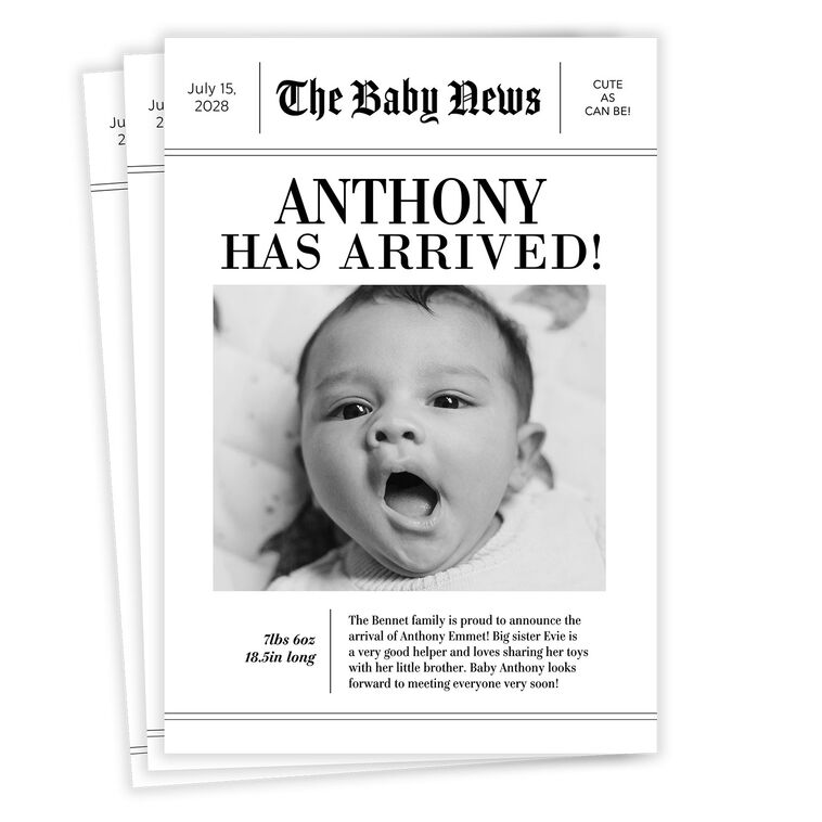hallmark Baby News Flat Birth Announcement