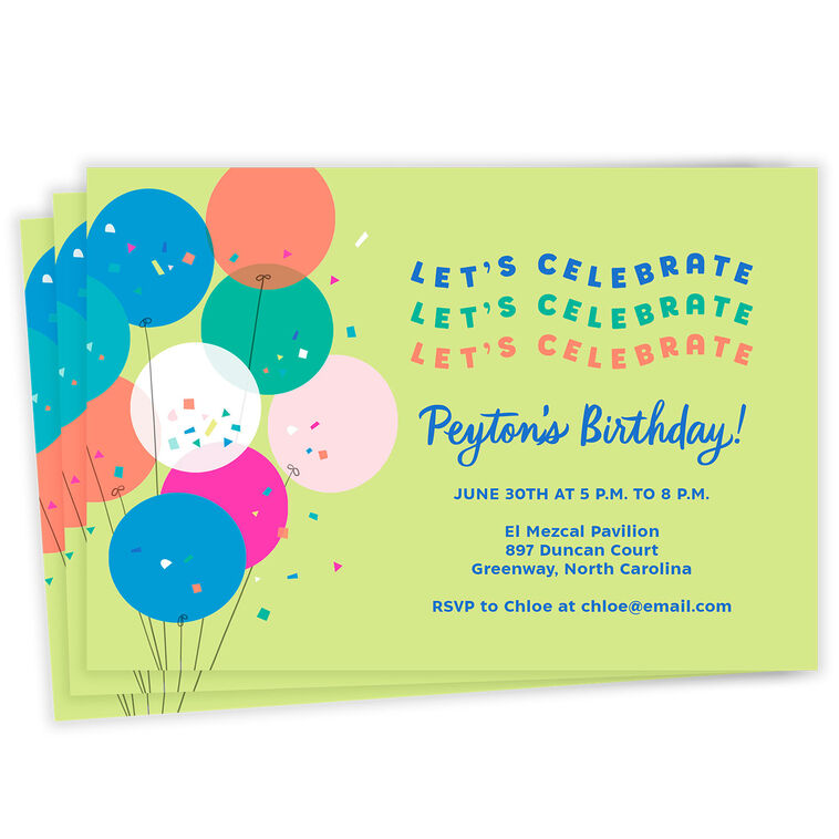 hallmark Balloons Let's Celebrate Party Invitation