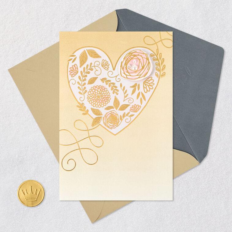 Hallmark Bejeweled Floral Heart Blank Card