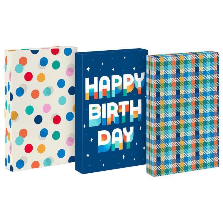 hallmark Birthday Blues 3-Pack Medium Gift Boxes