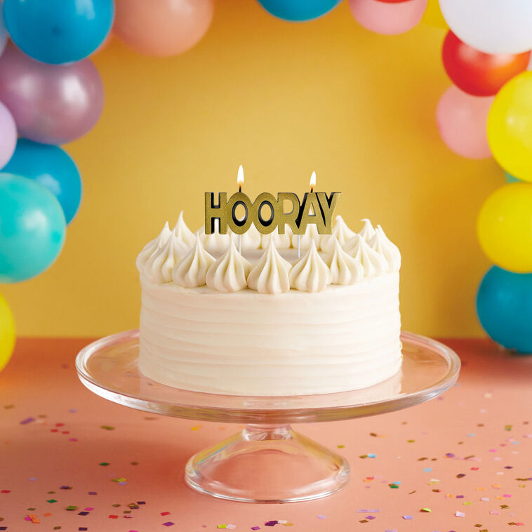 Hallmark Black And Gold "Hooray" Birthday Candle