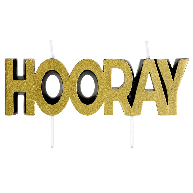 hallmark Black and Gold "Hooray" Birthday Candle
