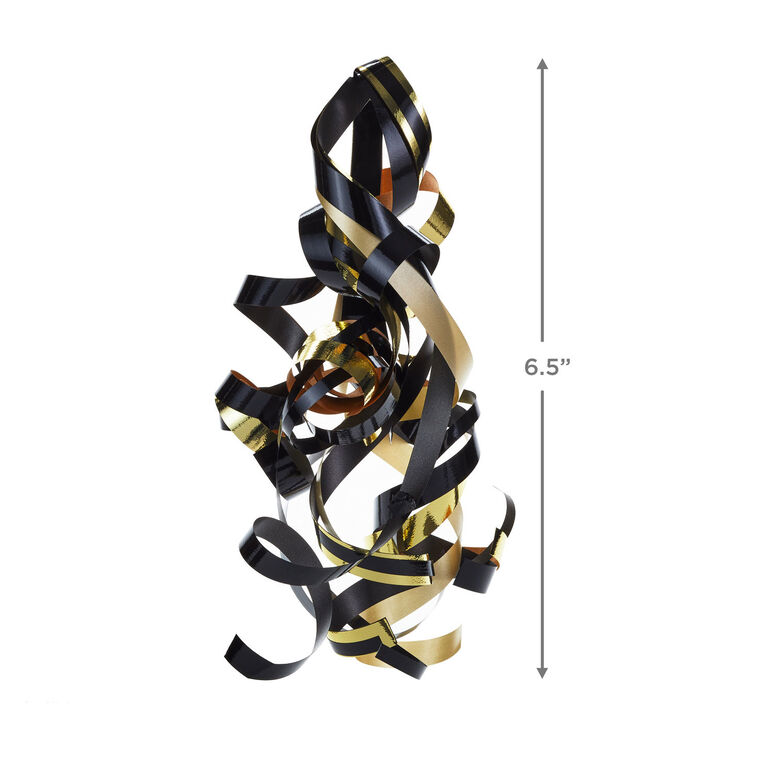 Hallmark Black/Gold Curly Ribbon Gift Bow 4.6"