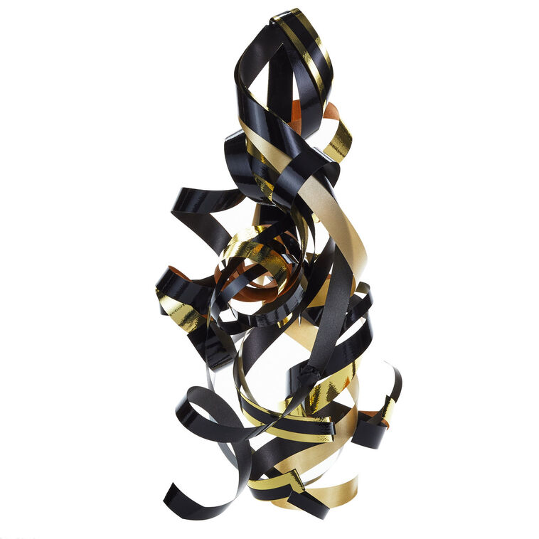 hallmark Black/Gold Curly Ribbon Gift Bow 4.6"