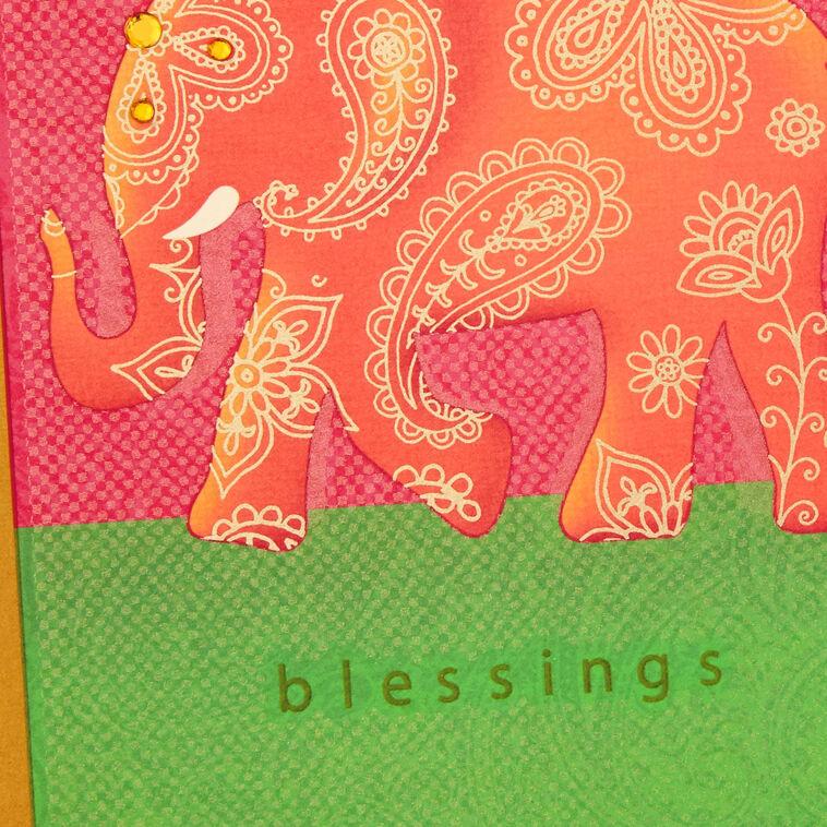 Hallmark Blessings Paisley Elephant Blank Card