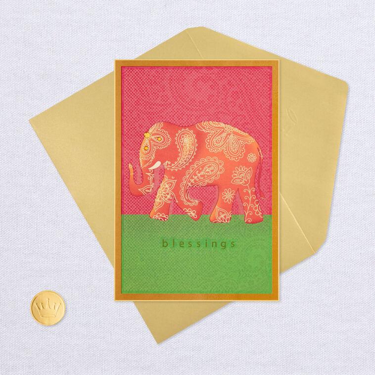 Hallmark Blessings Paisley Elephant Blank Card