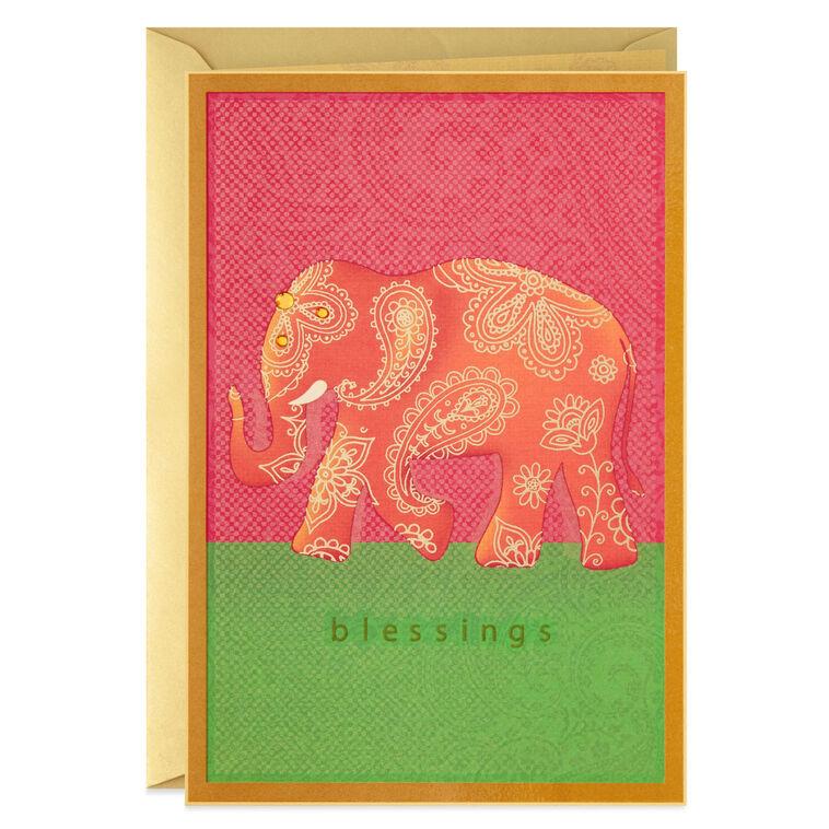 hallmark Blessings Paisley Elephant Blank Card