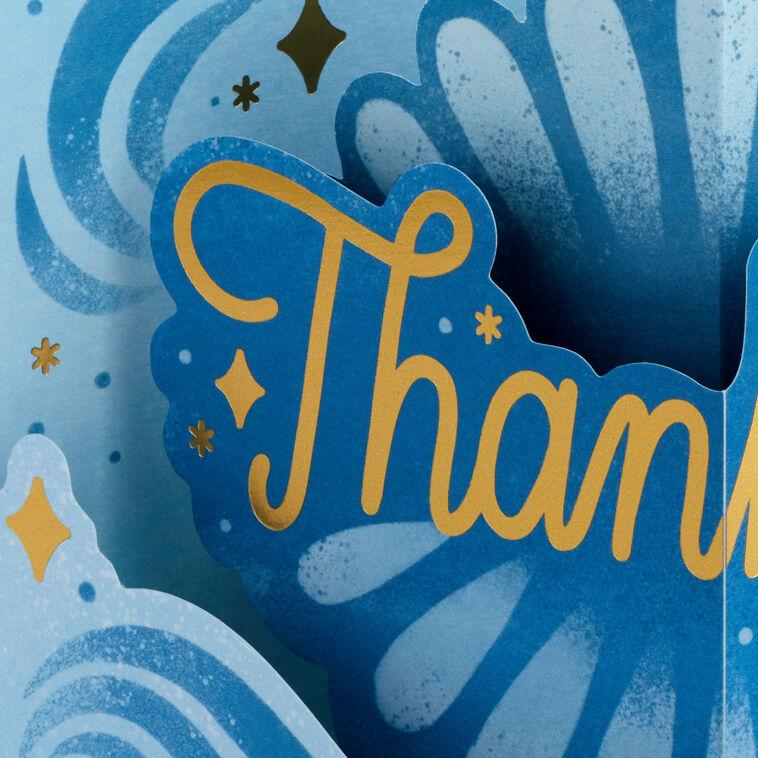 Hallmark Blue And Gold 3D Pop-Up Thank-You Card
