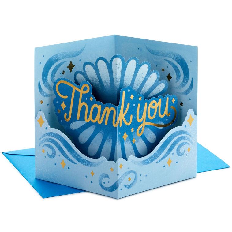 hallmark Blue and Gold 3D Pop-Up Thank-You Card