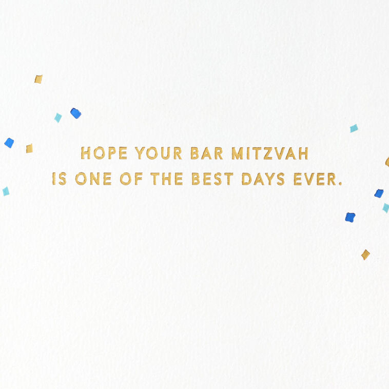 Hallmark Blue And Gold Confetti Bar Mitzvah Card