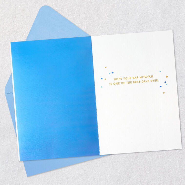 Hallmark Blue And Gold Confetti Bar Mitzvah Card