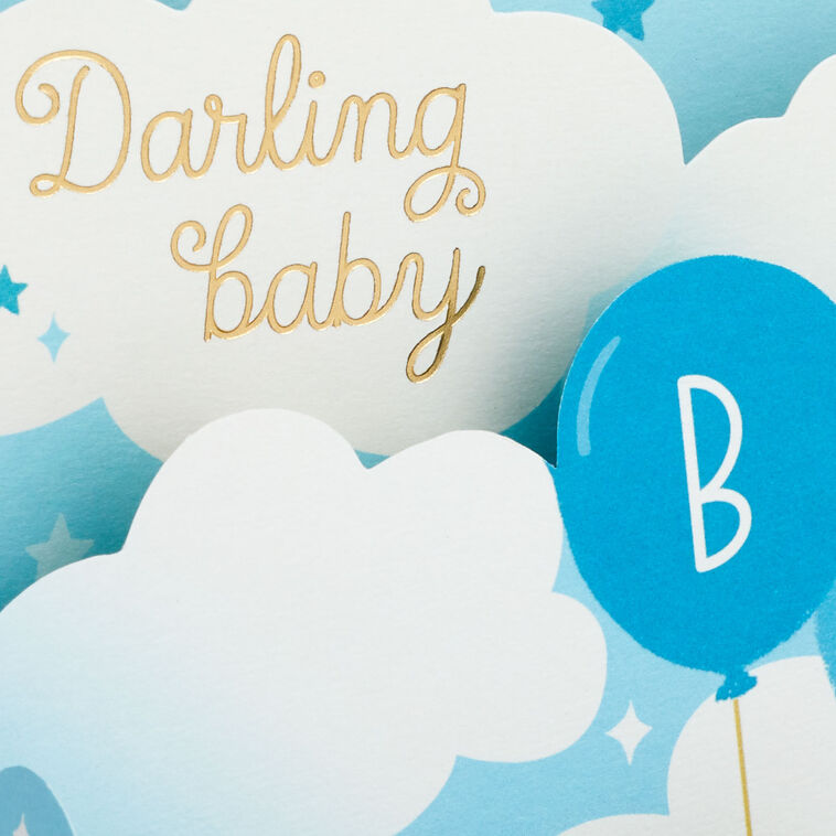 Hallmark Blue Balloons 3D Pop-Up New Baby Boy Card