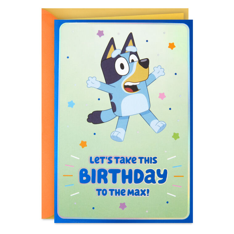 hallmark Bluey Maximum Fun Birthday Card for Kids