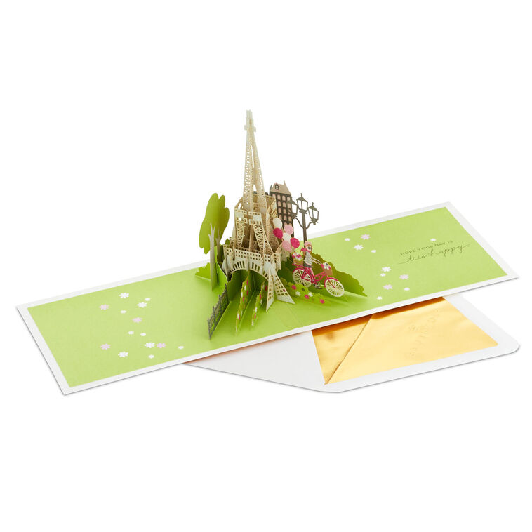 Hallmark Bonjour Eiffel Tower 3D Pop-Up Hello Card
