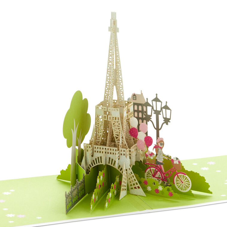 hallmark Bonjour Eiffel Tower 3D Pop-Up Hello Card