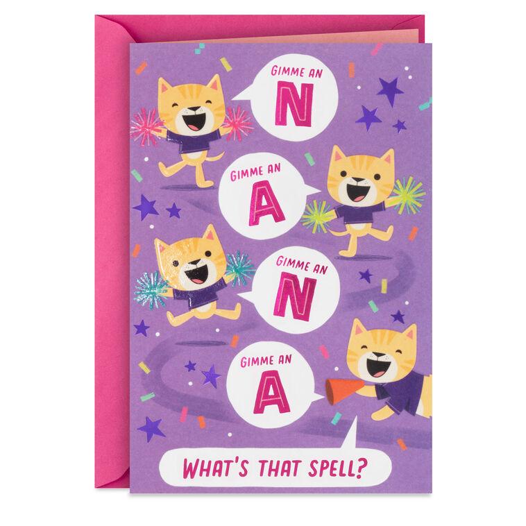 hallmark Cat Cheerleaders Birthday Card for Nana