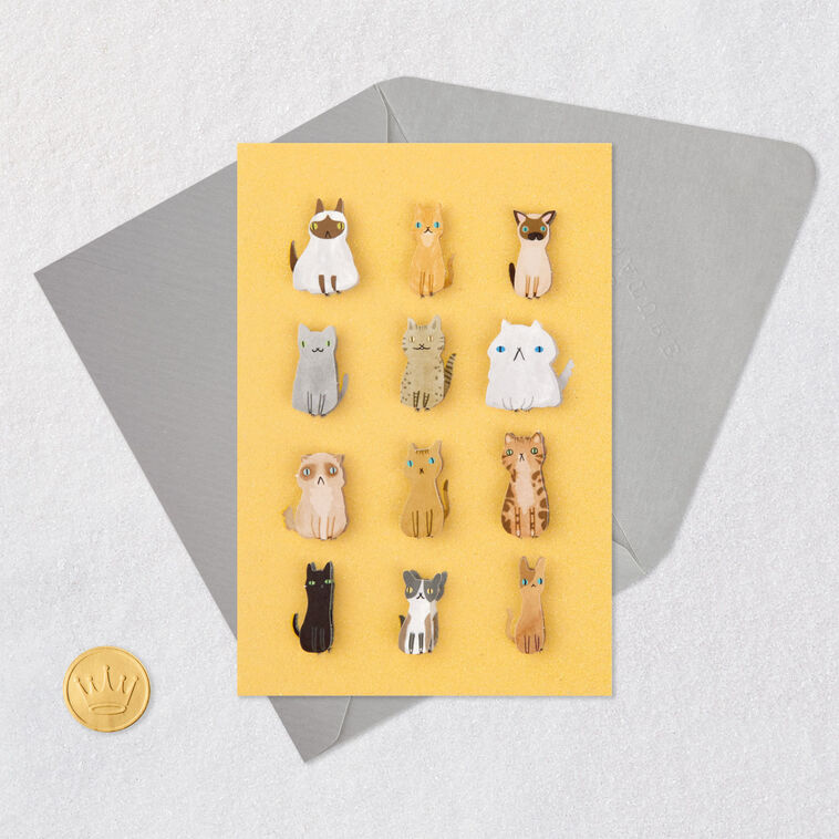 Hallmark Cats On Yellow Blank Card
