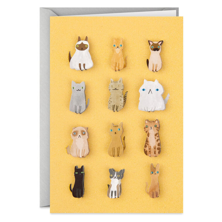 hallmark Cats on Yellow Blank Card