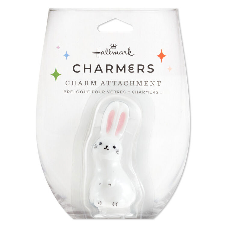 Hallmark Charmers White Bunny Silicone Charm 2.6" H