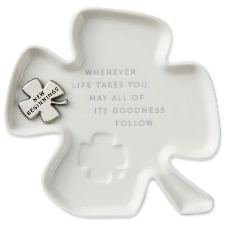 Hallmark Clover-Shaped Trinket Dish With Token