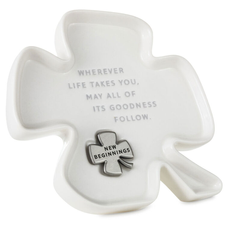 Hallmark Clover-Shaped Trinket Dish With Token
