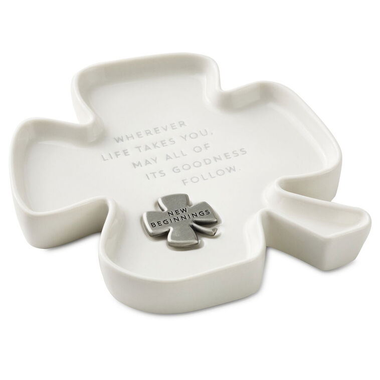 hallmark Clover-Shaped Trinket Dish With Token