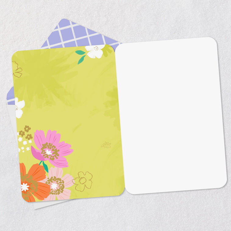 Hallmark Colorful Flowers On Green Blank Card