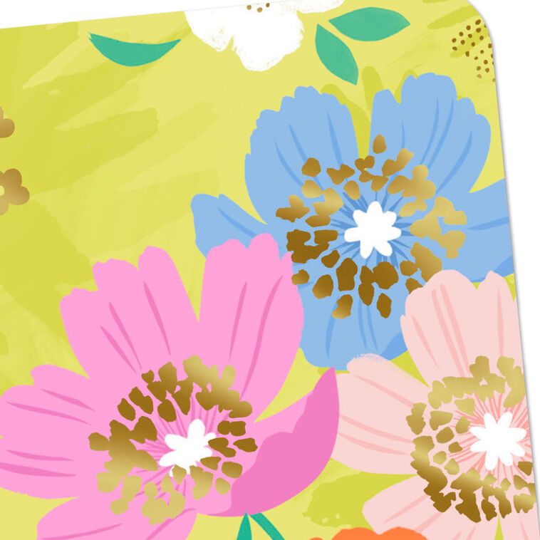 Hallmark Colorful Flowers On Green Blank Card