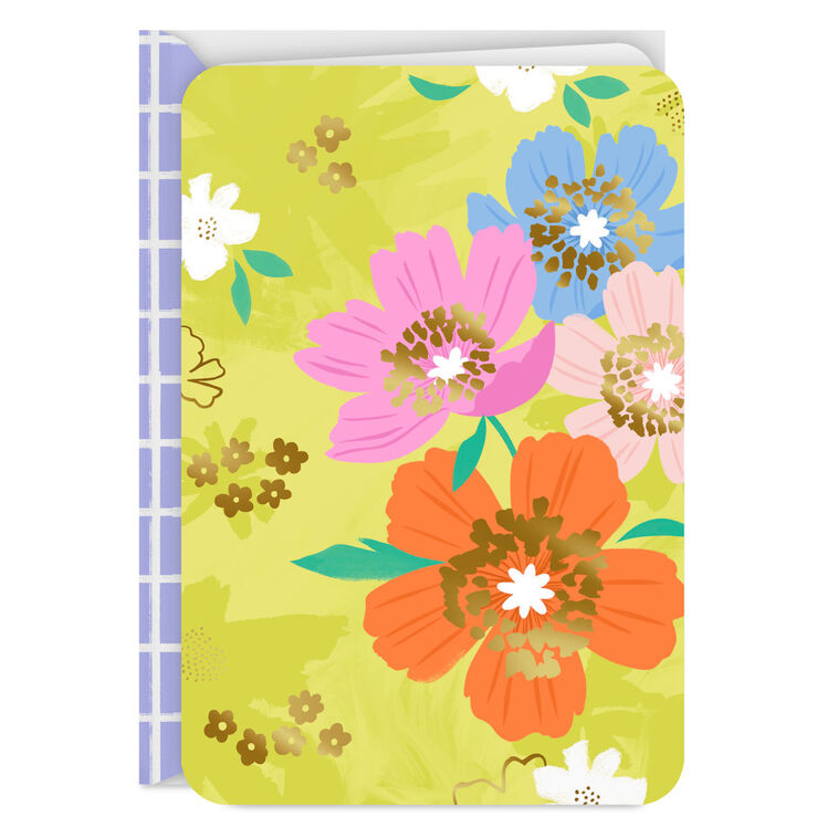 hallmark Colorful Flowers on Green Blank Card