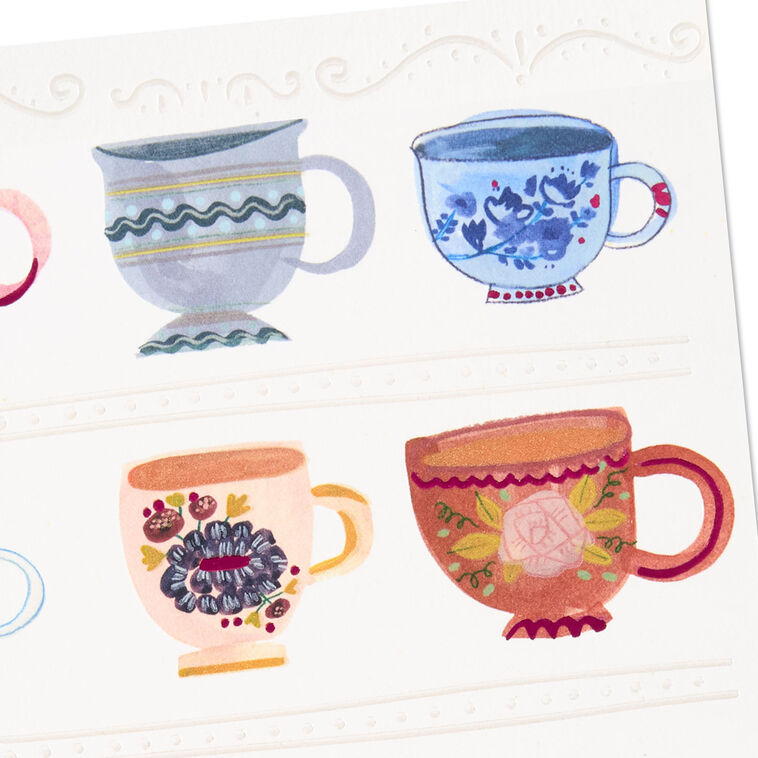 Hallmark Colorful Patterned Teacups Blank Card