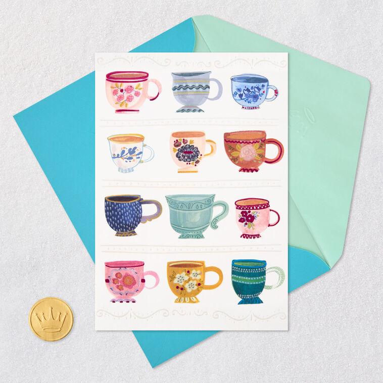 Hallmark Colorful Patterned Teacups Blank Card