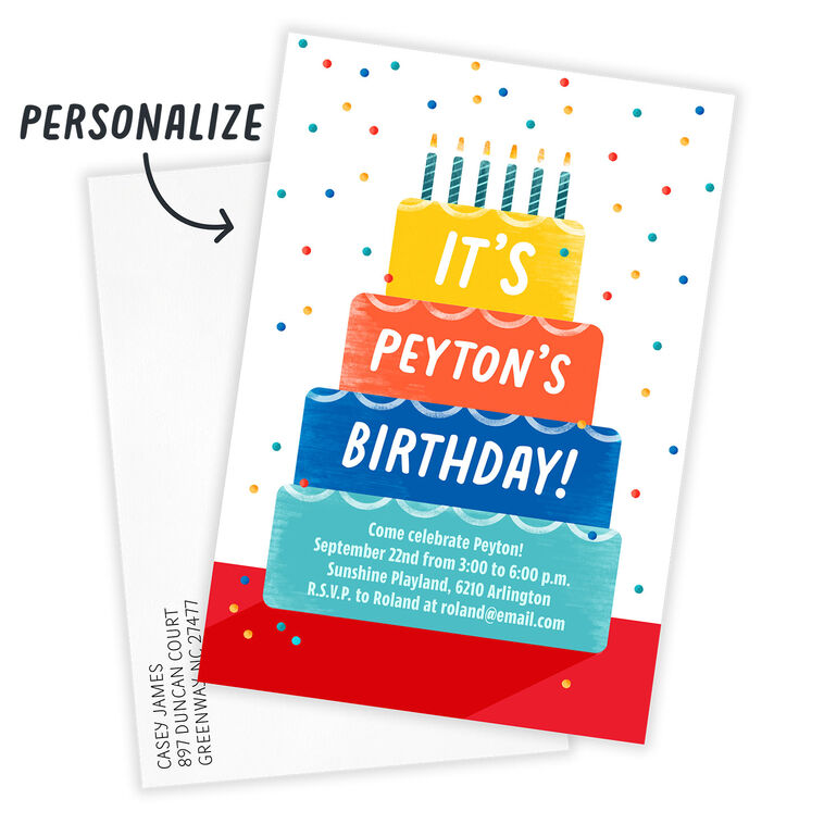 Hallmark Confetti Cake Flat Birthday Invitation