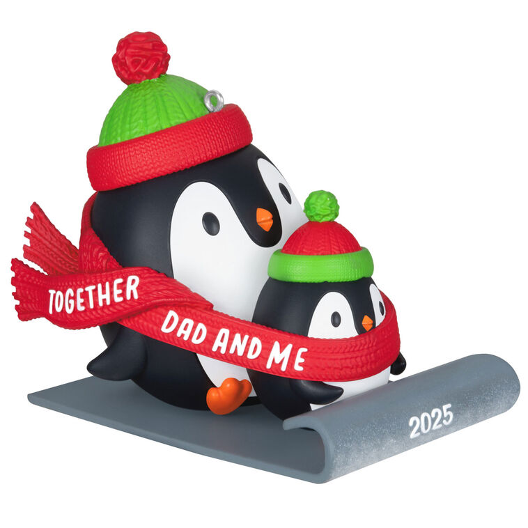 hallmark Dad & Me Penguins Sledding 2025 Ornament